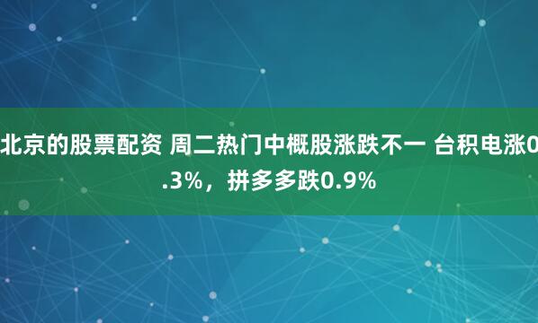 北京的股票配资 周二热门中概股涨跌不一 台积电涨0.3%，拼多多跌0.9%